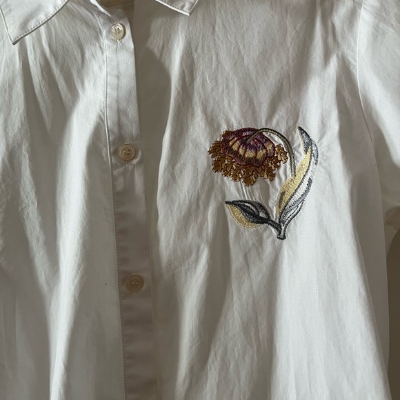 Adam Lippes Womens Stitch Embroidered Button Down Shirt White 2 - Picture 2 of 8